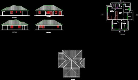 bedroomed simple house dwg plan  autocad designs cad