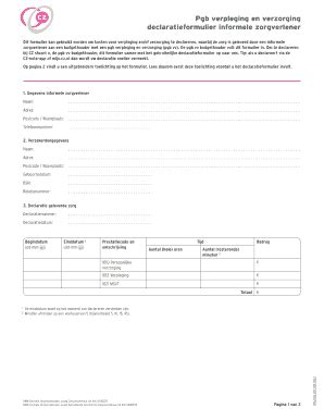 declaratieformulier pgb fill   sign printable  template signnow