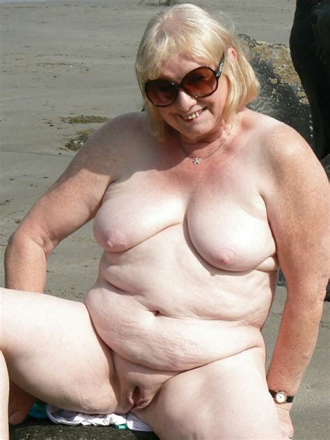 fat old granny at beach