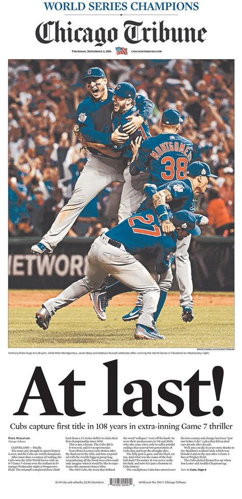 chicago cubs world series newspaper front pages business insider