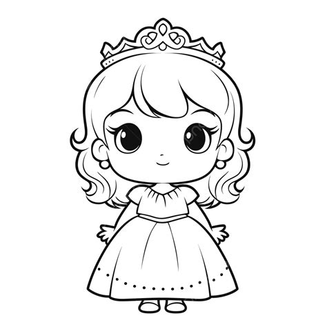 cute princess coloring page   tiara outline sketch drawing vector