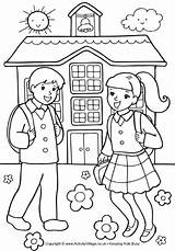School Coloring Pages Colouring Kids Activityvillage First Back sketch template