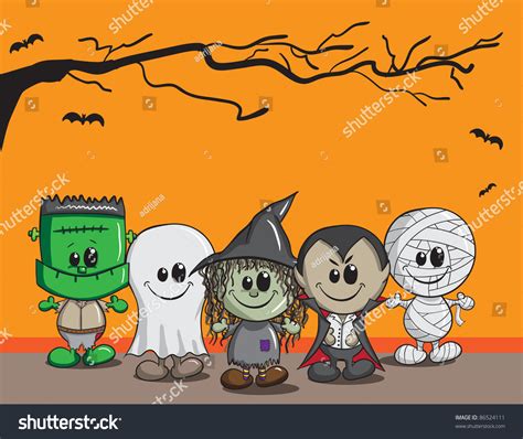 cute halloween card frankenstein ghost witch dracula