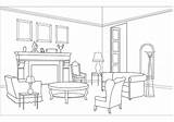 Room Living Drawing Coloring Clipart Colouring Pages Printable Sketch House Cliparts Dining Color Interior Activity Rooms Clip Table Line Bedrooms sketch template