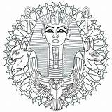 Mandala Egypt Coloring Tutankhamun Egyptian Mandalas Mask Symbols Toutankhamon Pharaoh Pages Version First Famous Adult Various Including 18th Dynasty Period sketch template