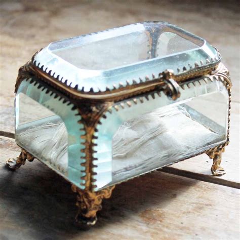 Antique Glass Jewelry Box And Gilded Metal Frame Etsy Antique Glass