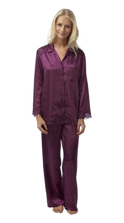 womens ladies satin pj set silk pyjamas pajama  size sleepwear nightwear ebay