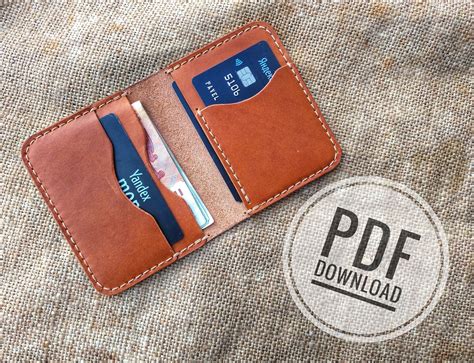 leather wallet template pattern bifold cardholder etsy