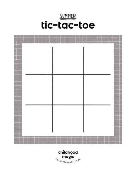 summer tic tac toe  printable game  kids childhood magic