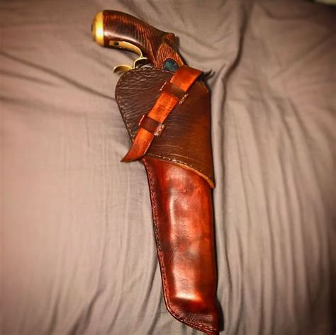 black powder pistol holster  bison leather leathercraft