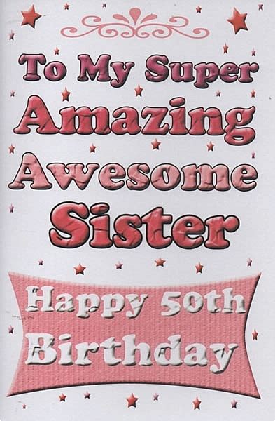 happy 50th birthday sister card female relation birthday cards to my