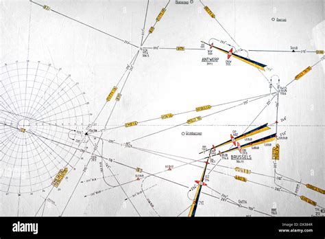 aeronautical chart map showing symbols  waypoints  flying stock photo  alamy