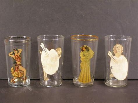 40s vintage nude girl glass pin up naughty drinking bar 36505371