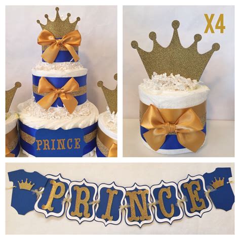 prince baby shower party package  royal blue  gold