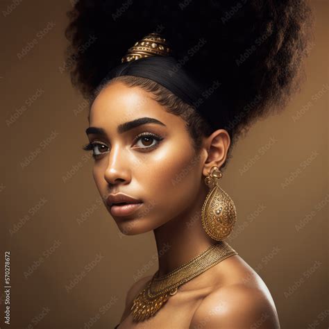 Beauty Portrait Of African American Girl With Afro Hair Illustration