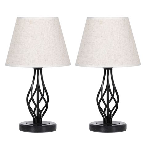 Bedside Table Lamps Set Of 2 Vintage Nightstand Lamps For Bedroom Ideal