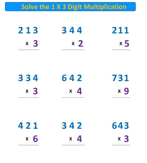 multiplication worksheet standard algorithm    digit