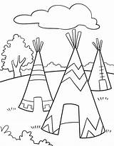 Native Coloring Teepee Americans Printable Pages sketch template