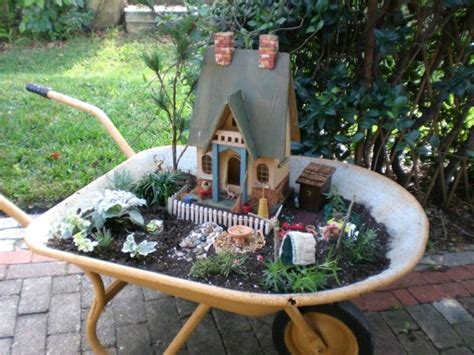 diy wheelbarrow miniature garden home design garden