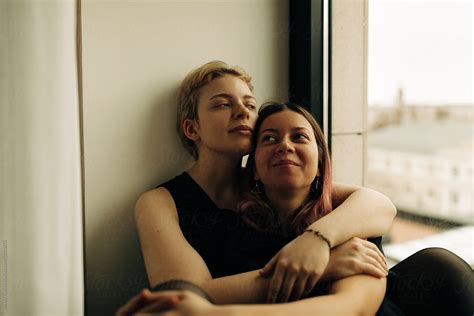 female couple in love by alexey kuzma hug lesbian