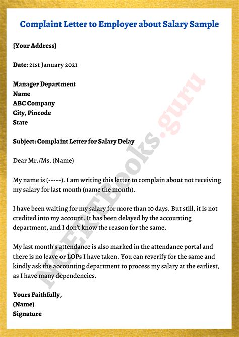 letter  complaint sample complaint letters
