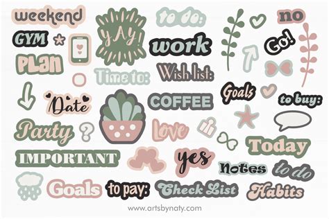 cute stickers printable svg  planners graphic  artsbynaty