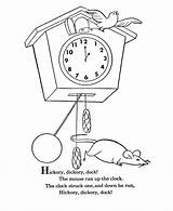 Dickory Dock Hickory Rhymes Goose Pages Bluebonkers Stroke sketch template