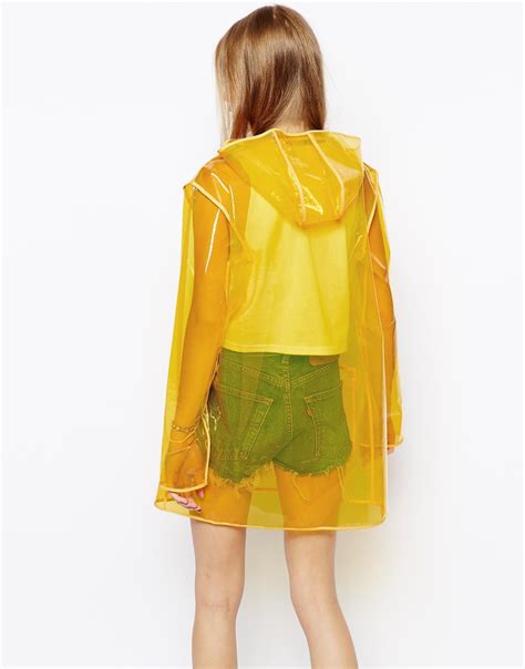 lyst asos clear rain trench  yellow
