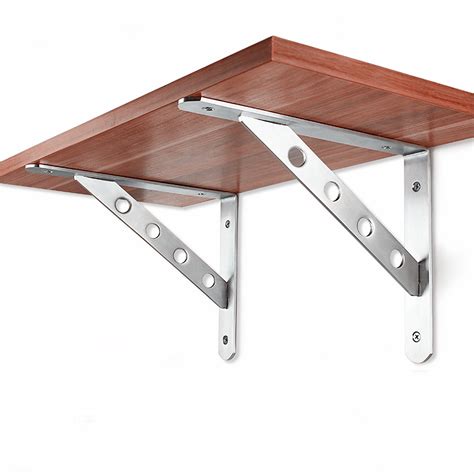 pair    stainless steel wall shelf mount brackets  shaped  angle braces alexnldcom