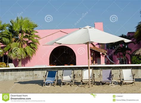 mexican beach hotel stock image image  pink architecture