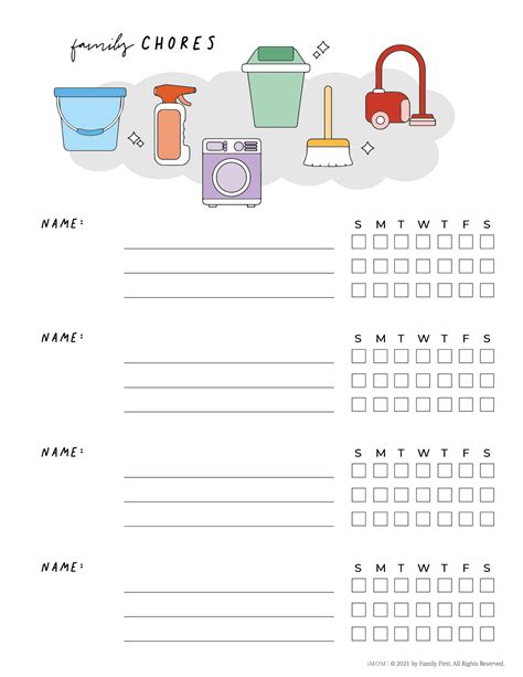 editable printable family chore charts printable templates