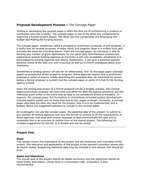 proposal development process  concept paper