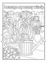 Coloring Wealth Money Affirmation Pages Manage Wisely Printable sketch template