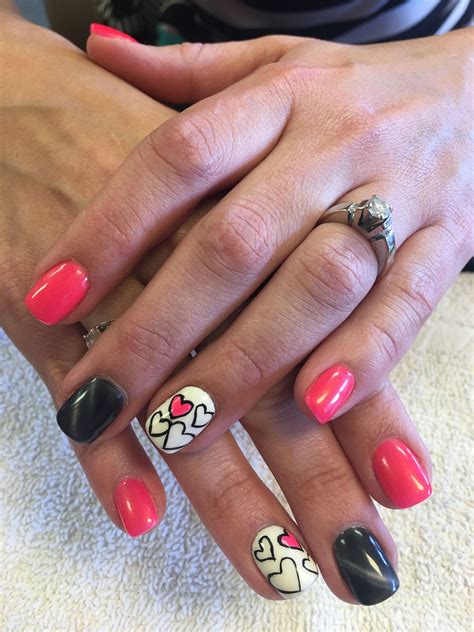 valentines day ready love  black cat eye accent nail nails accent nails valentines