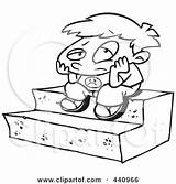 Bored Cartoon Boy Sitting Outline Steps Clip Illustration Clipart Royalty Toonaday Rf Ron Leishman sketch template