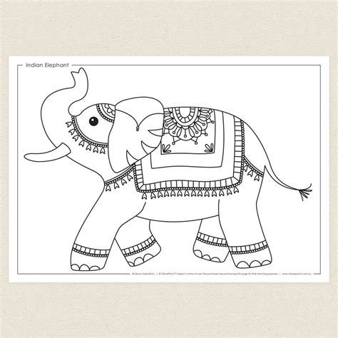indian elephant colouring sheet cleverpatch indian elephant