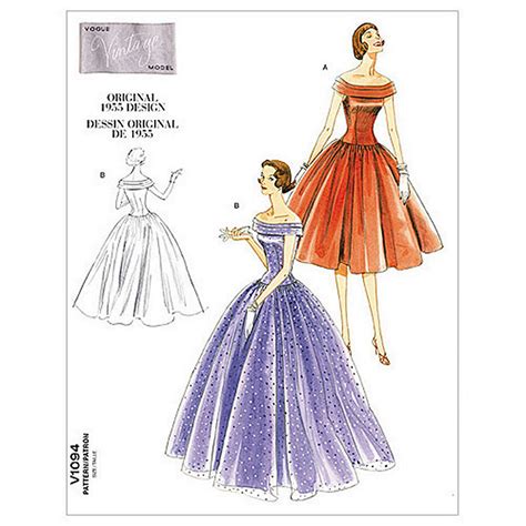 vogue vintage evening gown sewing pattern 1094 at john lewis