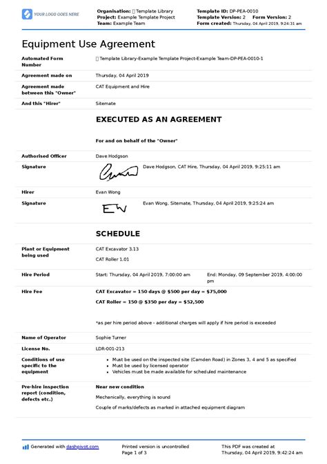 employee fuel card agreement template