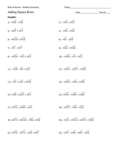 simplifying square roots worksheet answers slidedocnow