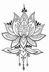 Pages Mandala Flor Loto Mandalas Tatouage Fleurs Coloriage Blumen Hindues Lotusflower Everfreecoloring Pequeñas Tattoofashioontrends Enregistrée Costas sketch template