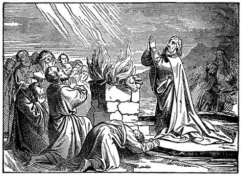 Elijah Praying To God To Set Fire To His Altar In Front Of The Prophets