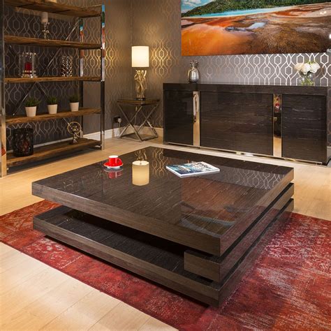 extra large modern square black gloss grain  mtr coffee table