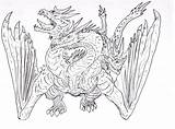 Godzilla Adora Ghidorah sketch template