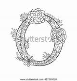 Alphabet Adults Letter Floral Coloring Illustration Book Shutterstock Stock Preview sketch template