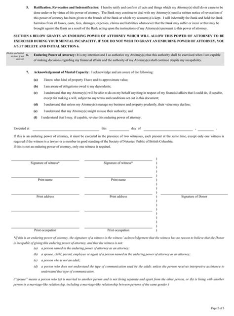 Download British Columbia Power Of Attorney Form For Free Page 2