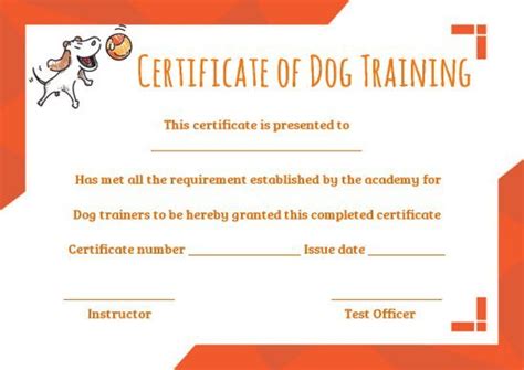 dog training certificate template training certificate certificate