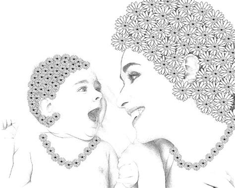 coloring pages baby  mom