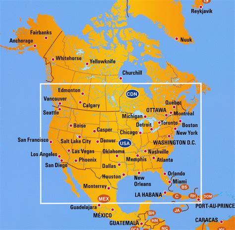 wegenkaart landkaart  verenigde staten en canada zuid anwb media