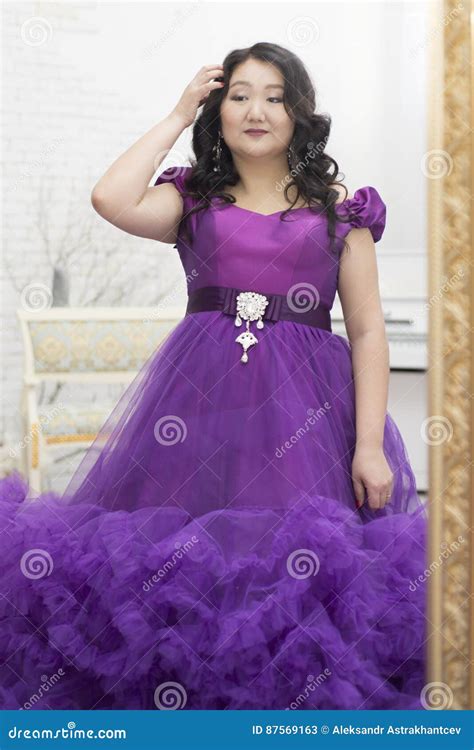 full asian woman   stunning lavender dress stock image image