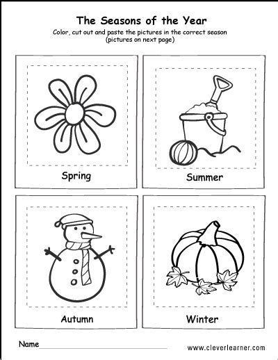 seasons   year worksheets  preschools